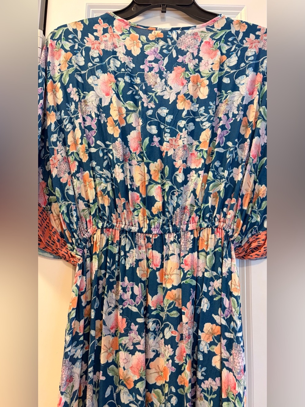 World Market Teal Floral Boho Maxi Dress with a Beautiful Romantic Print - Picture 5 of 8